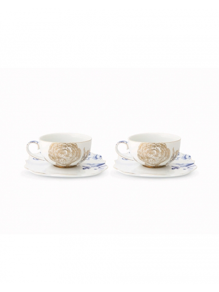 GIFT SET OF 2 TEA CUPS AND SAUCERS 225 ML ROYAL WHITE BY PIP STUDIO