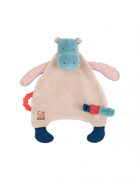LES PAPOUM HIPPO COMFORTER WITH A TEETHING RING FROM MOULIN ROTY