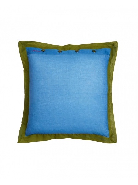 BICOLOR PERVICH LEAVES GREEN ORGANZA CUSHION COVER 45 X 45 CM, BY LISA CORTI