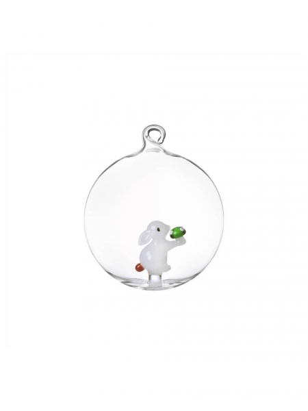 WHITE RABBIT WITH A MUSHROOM CHRISTMAS BAUBLE BY ICHENDORF MILANO