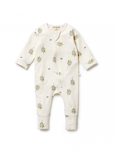 BUSY BEE ORGANIC ZIPSUIT WITH FEET FROM WILSON AND FRENCHY