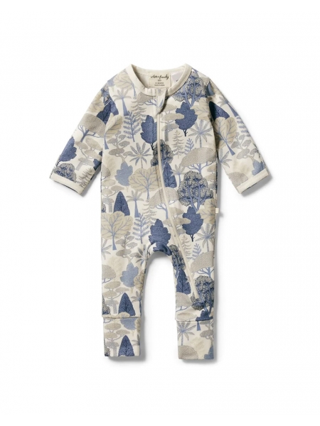 FOREST ORGANIC ZIPSUIT WITH FEET FROM WILSON AND FRENCHY
