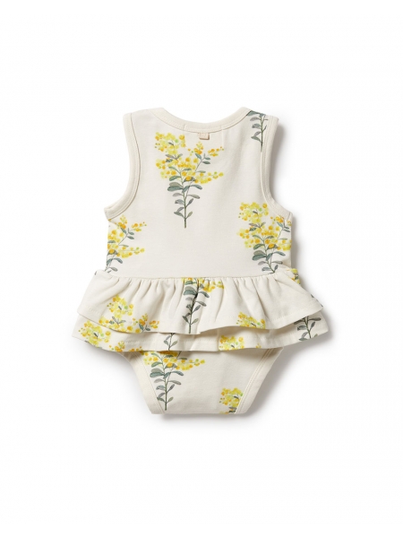 LITTLE BLOSSOM ORGANIC RUFFLE BODYSUIT BY WILSON AND FRENCHY